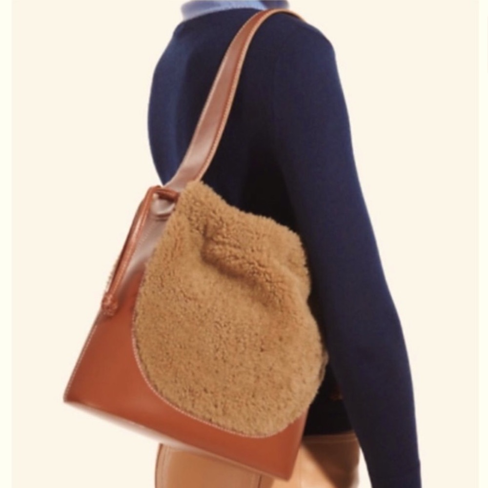 Staud shearling and leather handbag